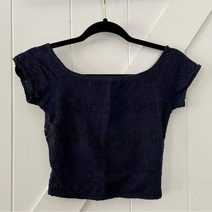 Hollister navy lace small crop top
